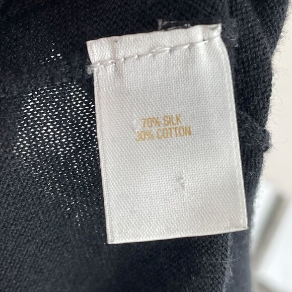 Kate Spade Black Silk Blend Bow Pocket Crew Short Sleeve Pullover Sweater Small - Picture 5 of 7